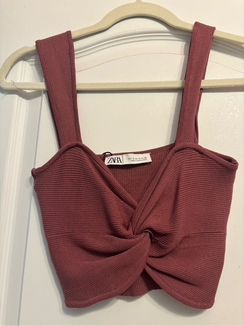Zara burgandy crop knot top